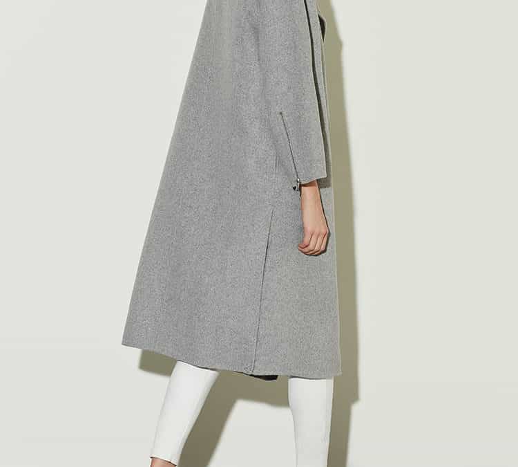 grey woolen double fabric fashion coat