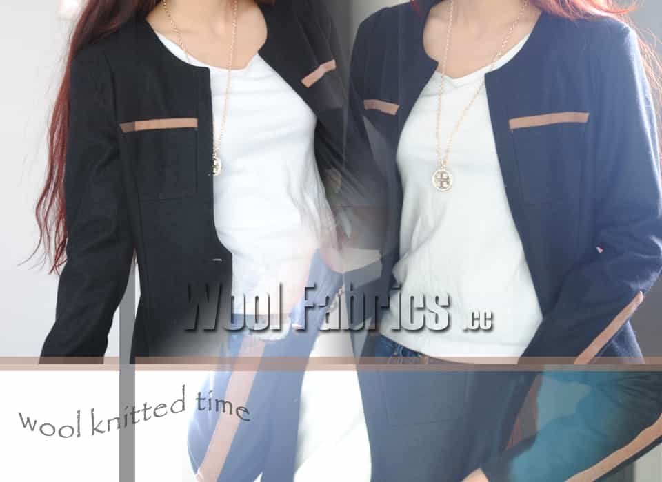 black wool knitted jacket for women