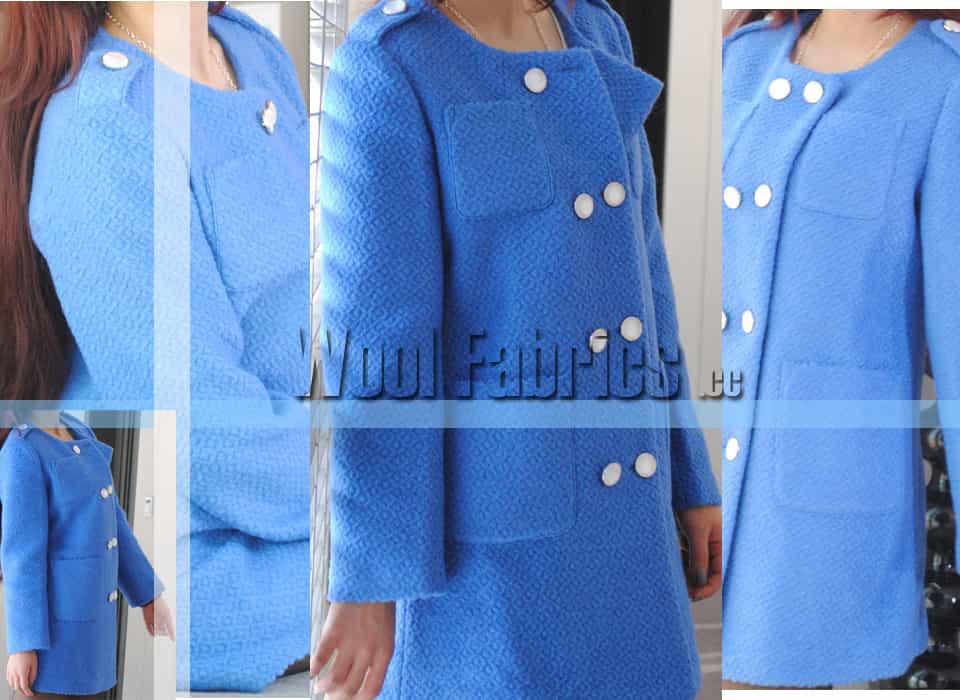blue double breasted wool knitted coat