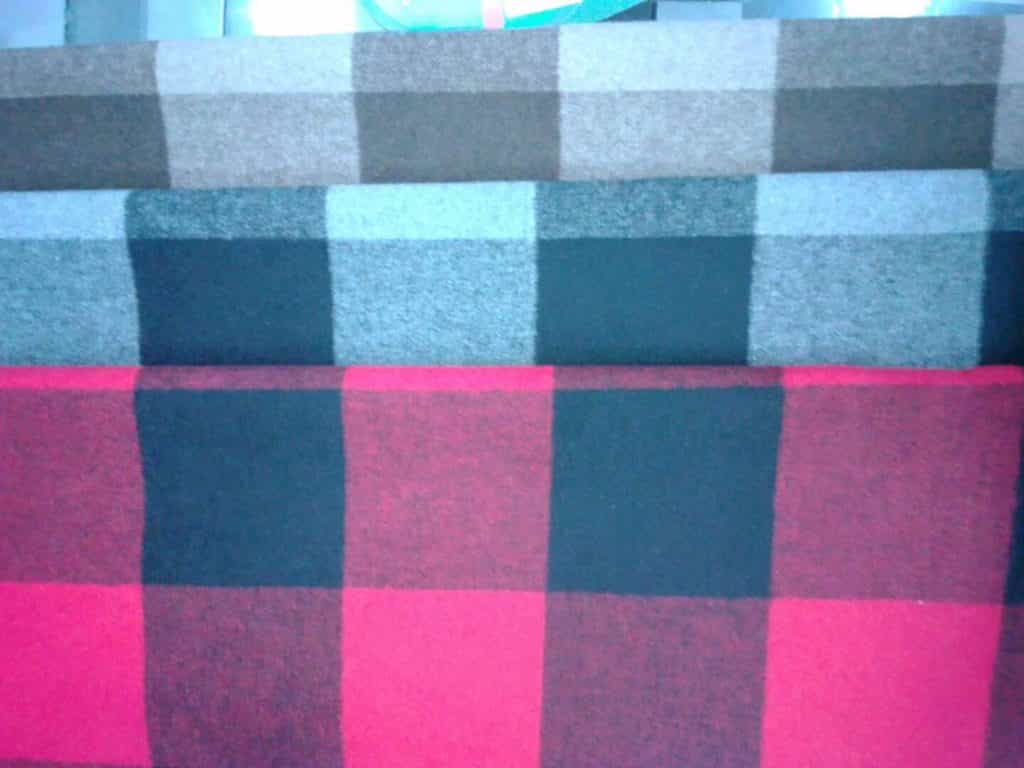 red check wool reycled fabric double-sided