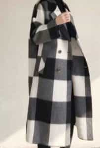 A reversible coat made from big check double faced woolen fabric