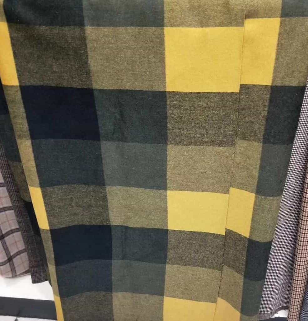 double face woolen fabric with yellow check