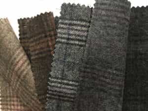 Classic grey and black recycled woolen check fabric swatch