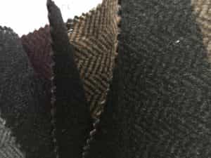 close-up of sustainable herringbone wool texture