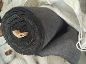 Close-up of the durable twill weave in our recycled wool fabric