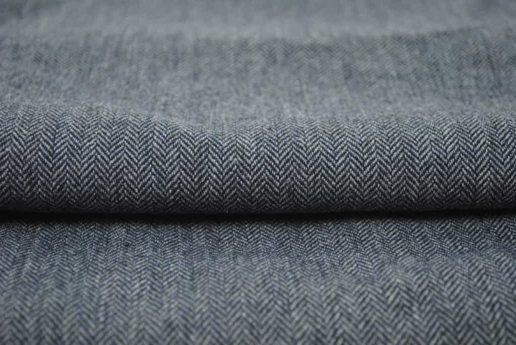 blue woolen fishbone jacket fabric