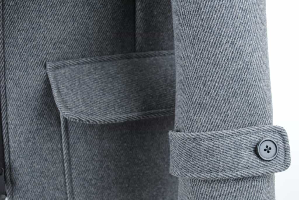 recycled woolen jacket detail
