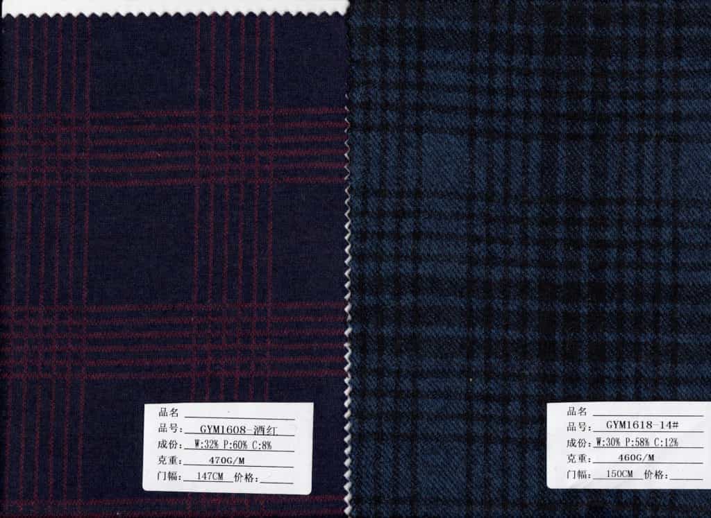 red check and blue check wool knitting fabrics