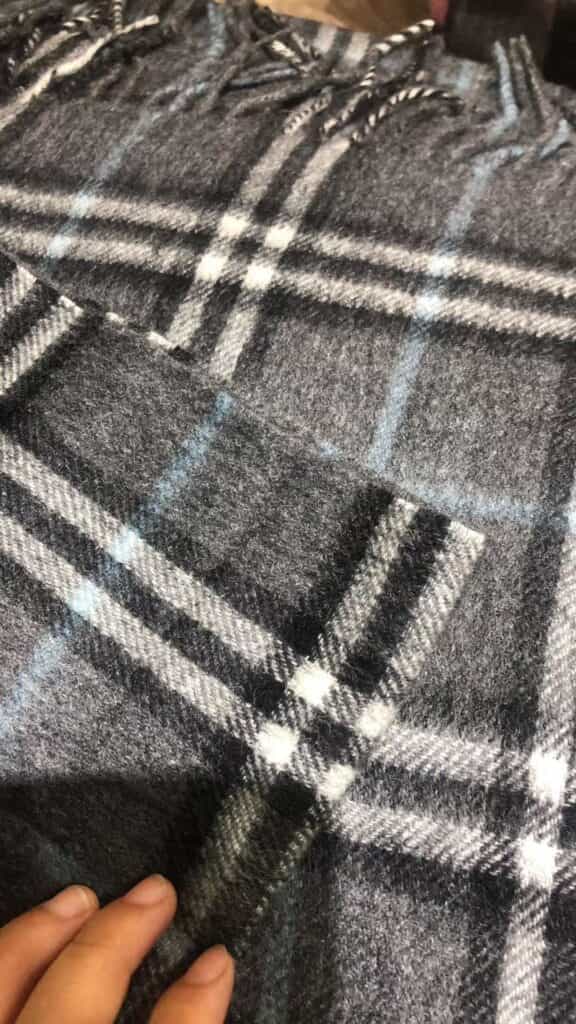 grey check woollen scarf fabric