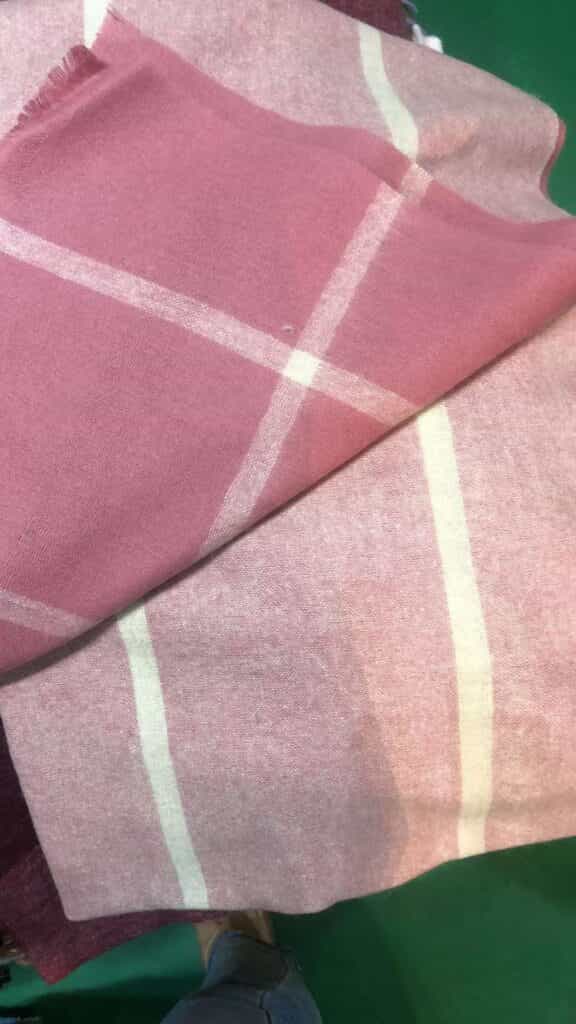 pink check wool scarf fabric
