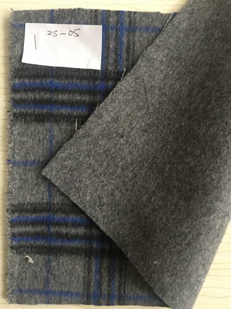 blue grey check double face woolen fabric