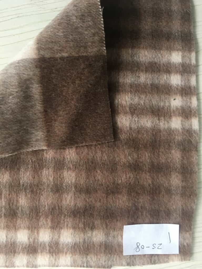 brown white check double face woolen fabric