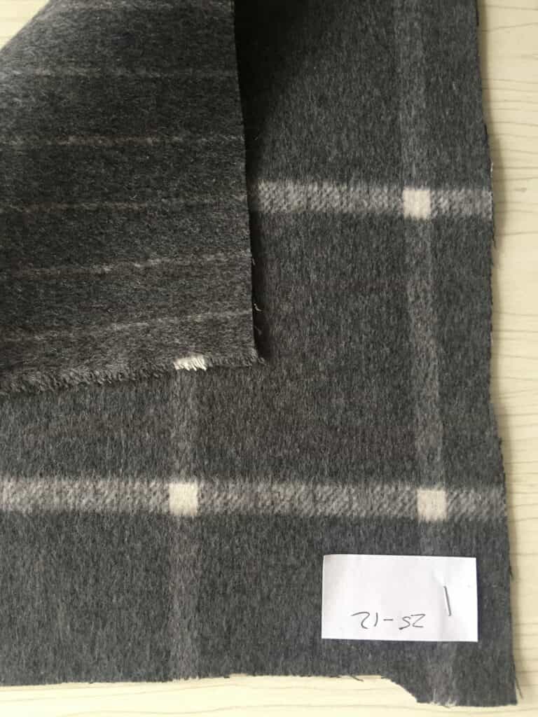white black check stripe double face woolen fabric