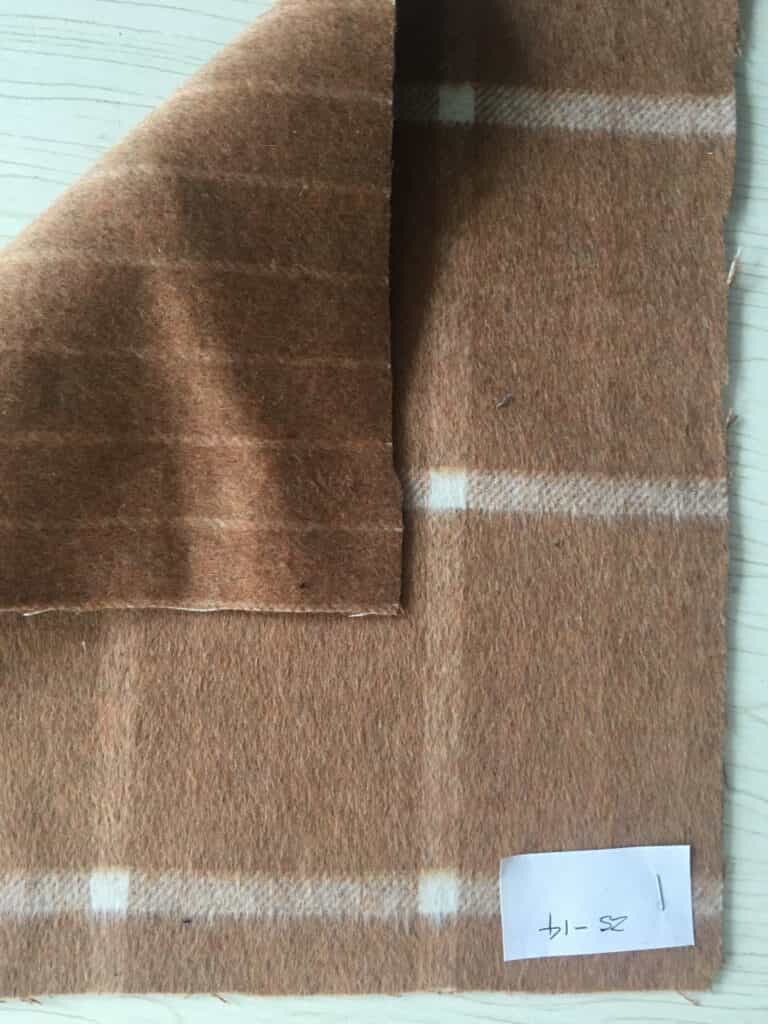 camel check and white stripe double face woolen fabric