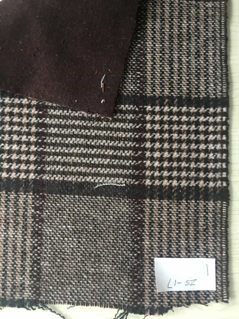 dart brown white check double face woolen fabric