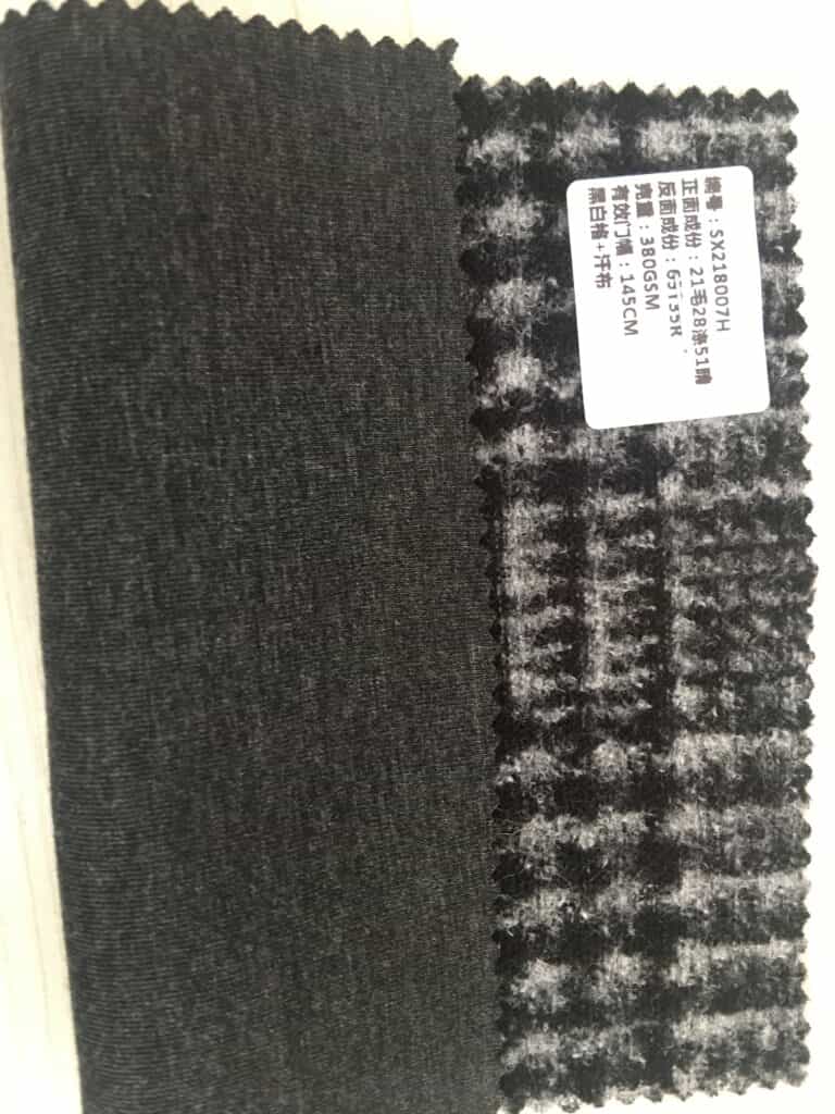 black white check bonded wool knit fabric