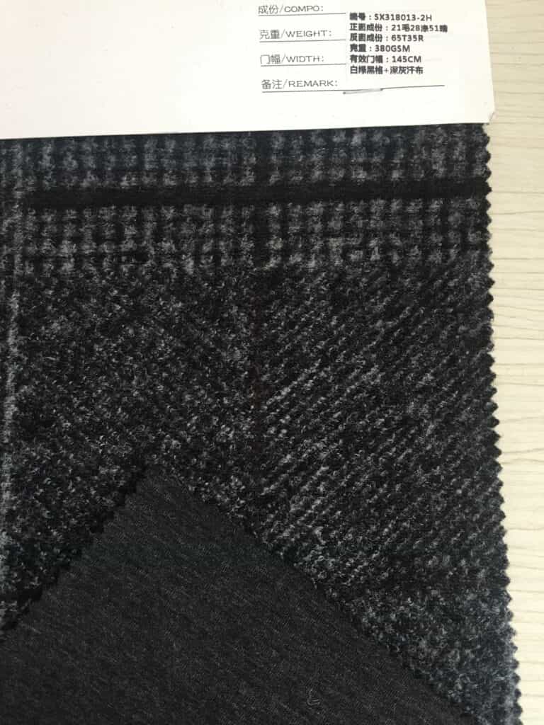 dark grey white check wool knitting fabric