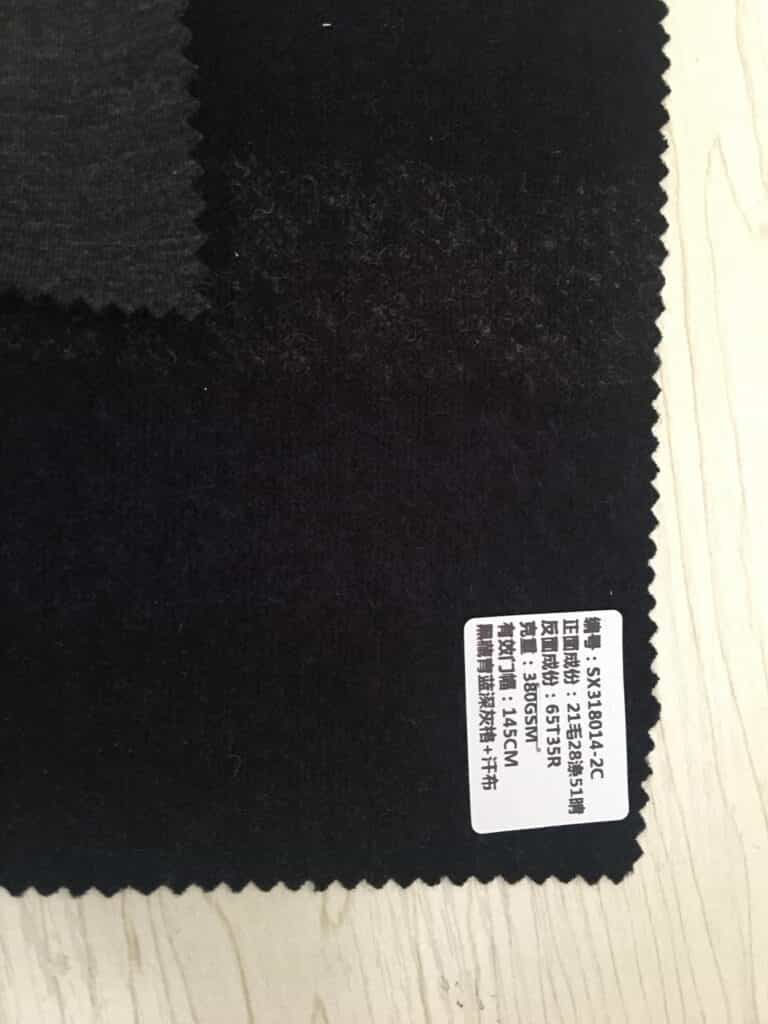 bonded wool darknavy check wool knit fabric