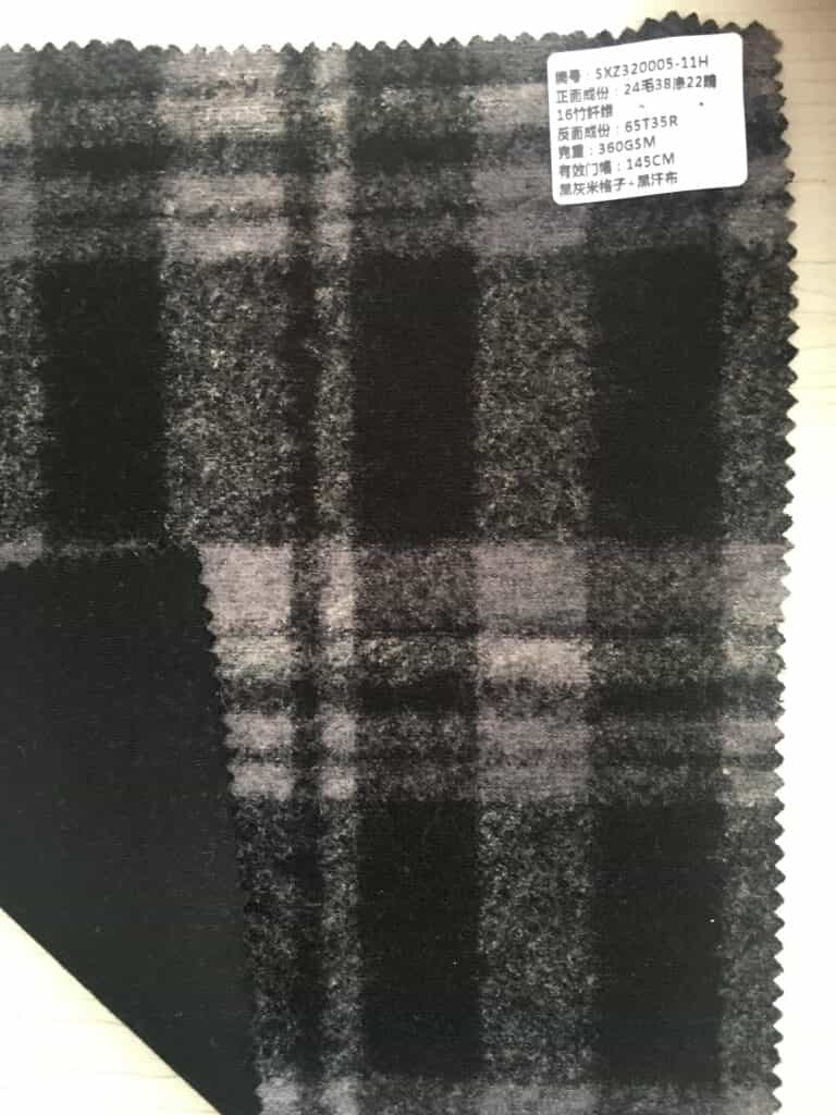 white black bonded wool knit fabric