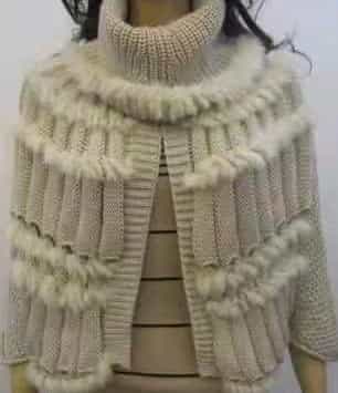 white high collar knitting fur jacket