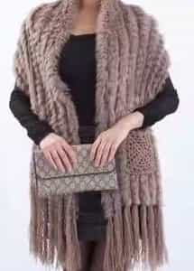 red knitting fur jacket for women