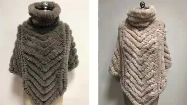 two color knitting fur jacket for women winter wear