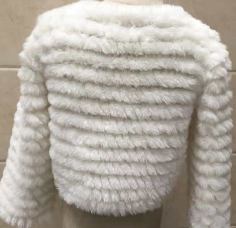 white knitting fur long sleeve jacket