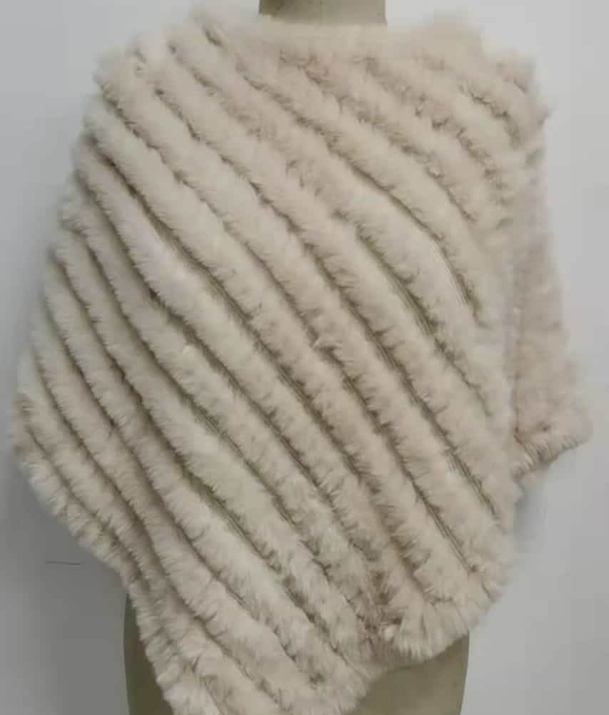 fashion design white women knitting fur jacket