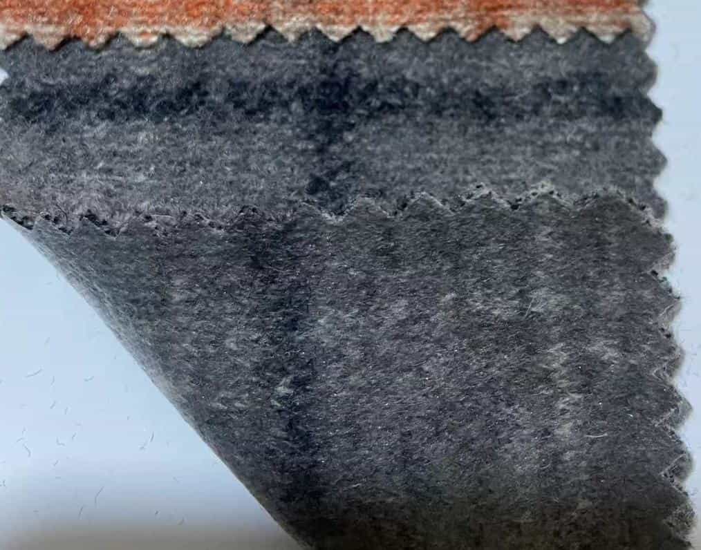 grey check film bonded wool knit fabric