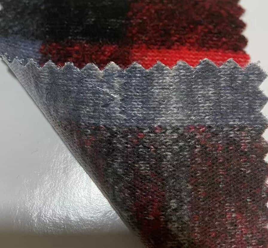 red check wool knitted fabric with film