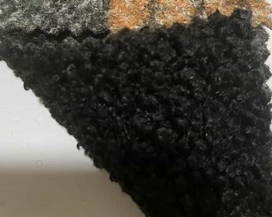 black sherpa fabric bonded on wool knit fabric
