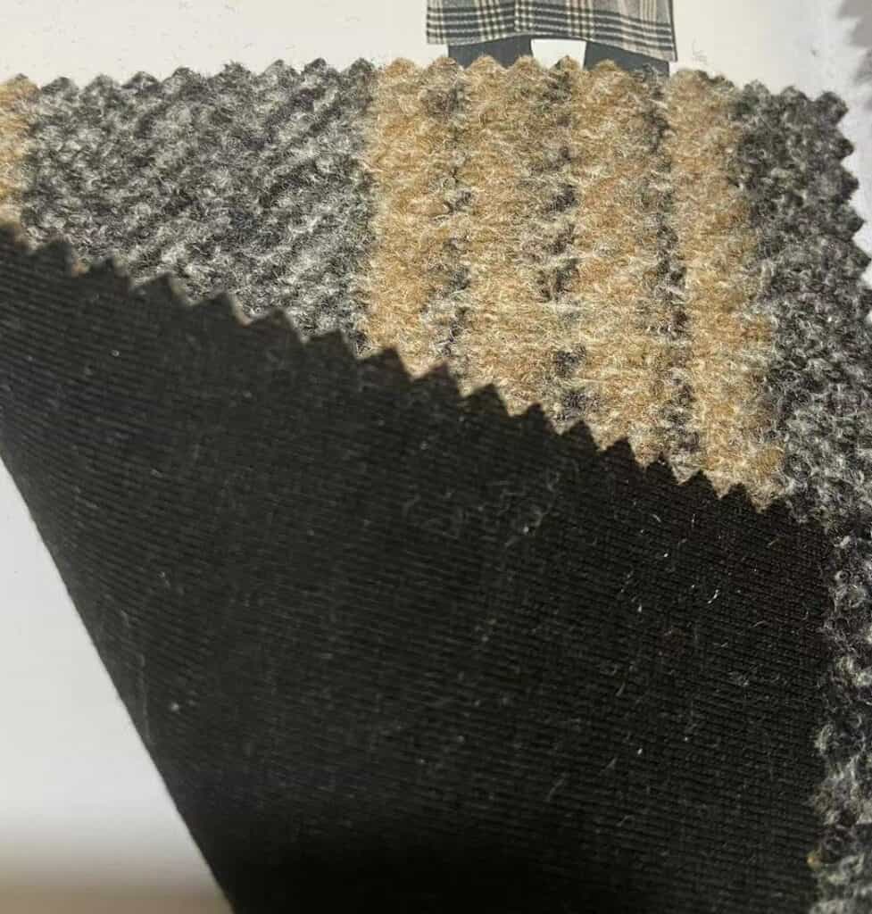 wool knit fabric bonded black single jersey