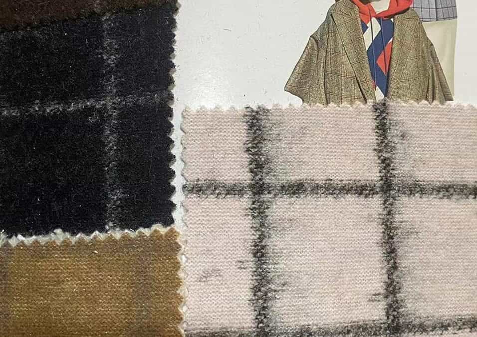 clean check design wool knitted fabric with bonded fabrics