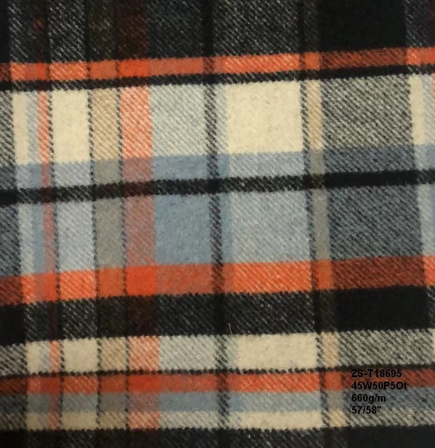 T18695 check design recycled wool woollen check fabric