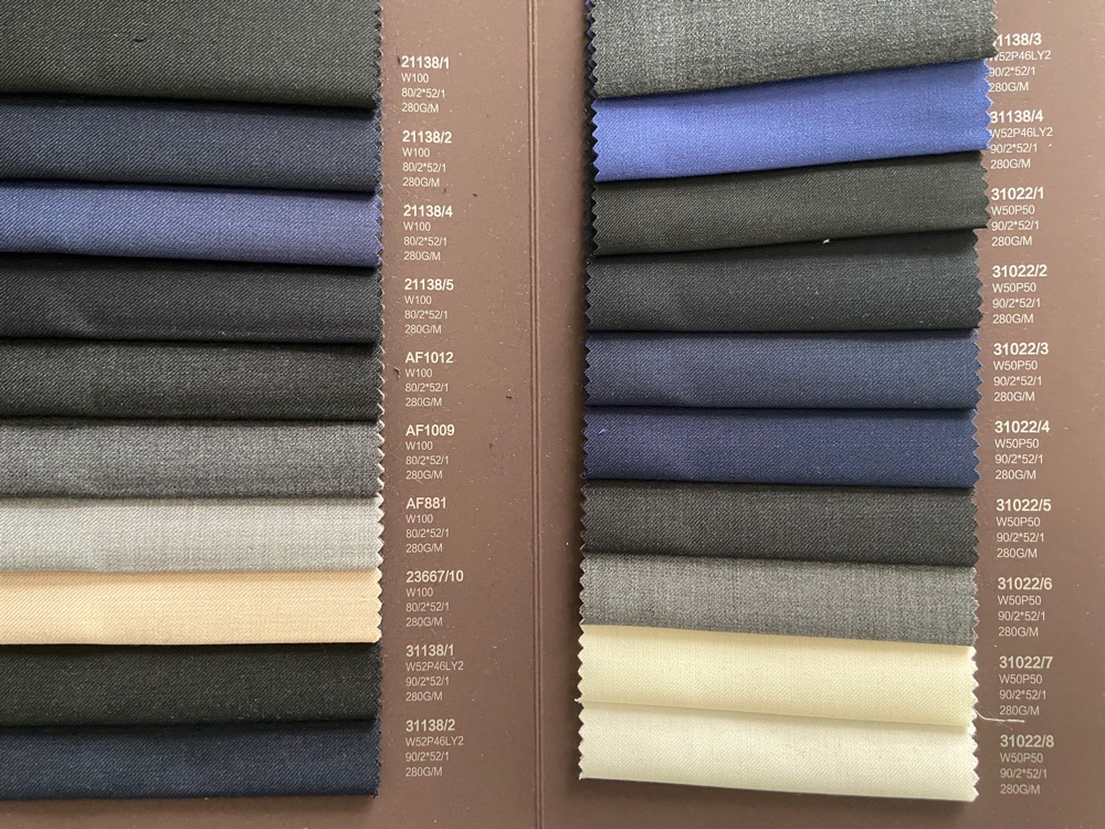 dark and light wool fabric stock