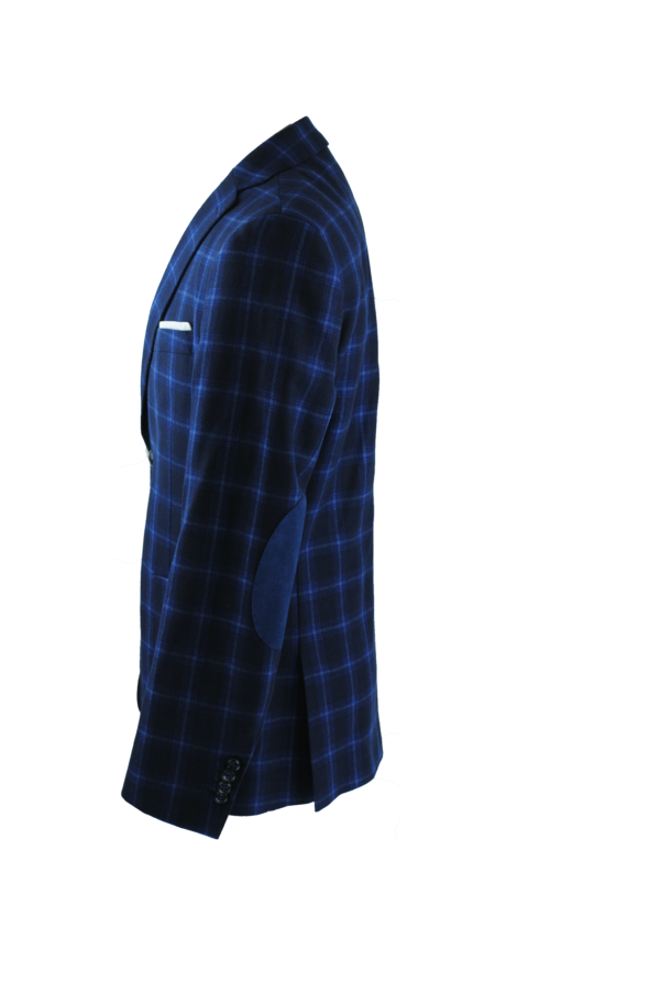 navy check wool blazer side