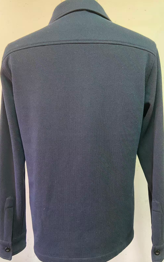 Production quality control for blue overshirt