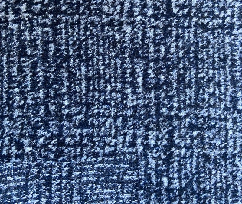 blue white wool knit fabric
