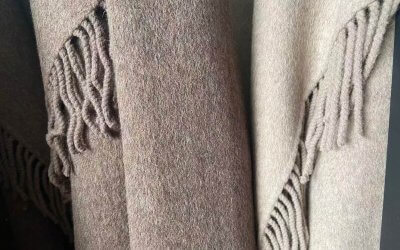 two color double sided wool fabric with tassels